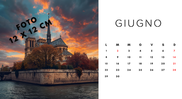 CALENDARIO da TAVOLO 22X12cm